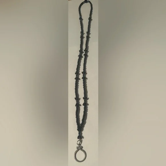 Black and Iridescent Beaded Eyeglass Holder/Lanyard Necklace (glasses not incld) - Picture 1 of 6